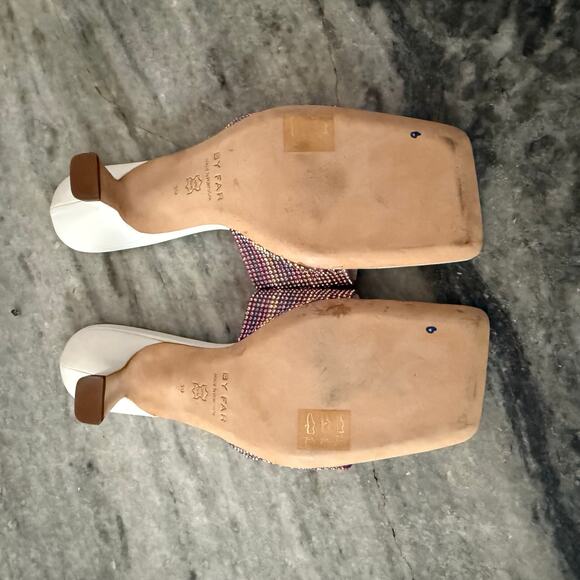 By Far Dylan Crystal Embellished Leather Sandals Square Toe Size 8 - Picture 10 of 14